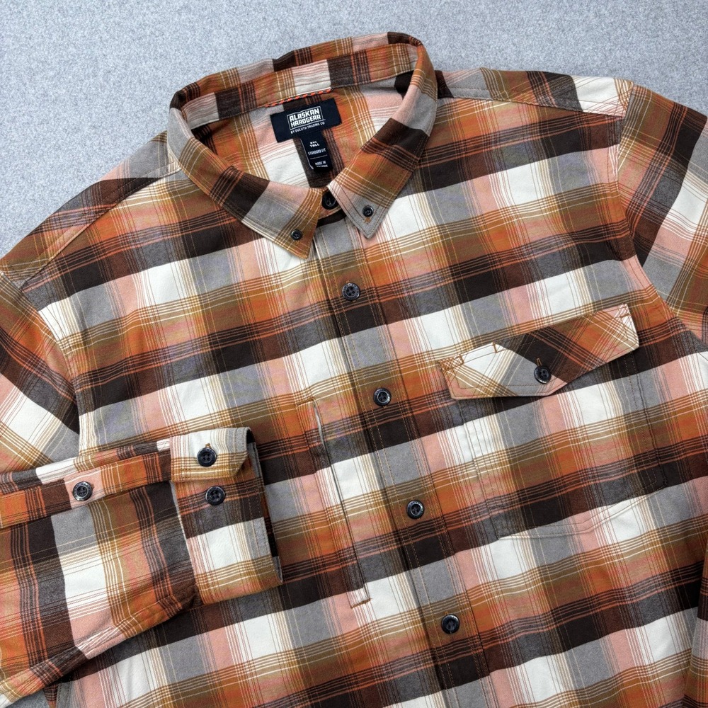 Alaskan Hardgear Boars‎ Nest Flannel Shirt 2XL Tall Brown Plaid Stretch Duluth